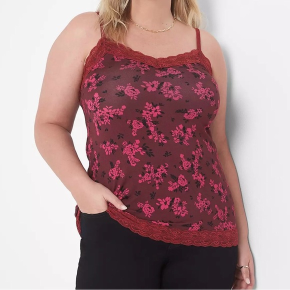 Lane Bryant Floral Lace Trim Cami - Picture 1 of 8